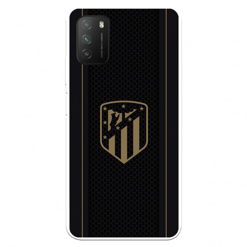 Coque pour Xiaomi Poco M3 de l'Atlético de Madrid Écusson Doré Fond Noir - Licence Officielle de l'Atlético de Madrid