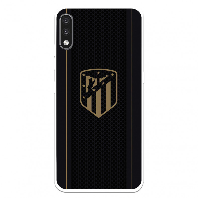 Coque pour LG K22 de l'Atlético de Madrid Écusson Doré Fond Noir - Licence Officielle de l'Atlético de Madrid