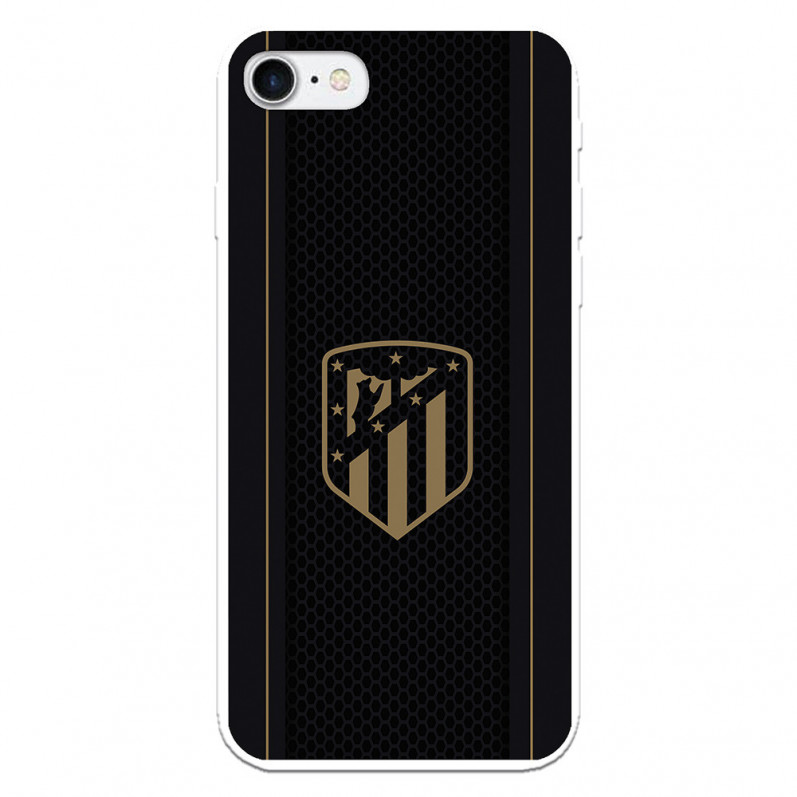 Coque pour iPhone 8 de l'Atlético de Madrid Écusson Doré Fond Noir - Licence Officielle de l'Atlético de Madrid