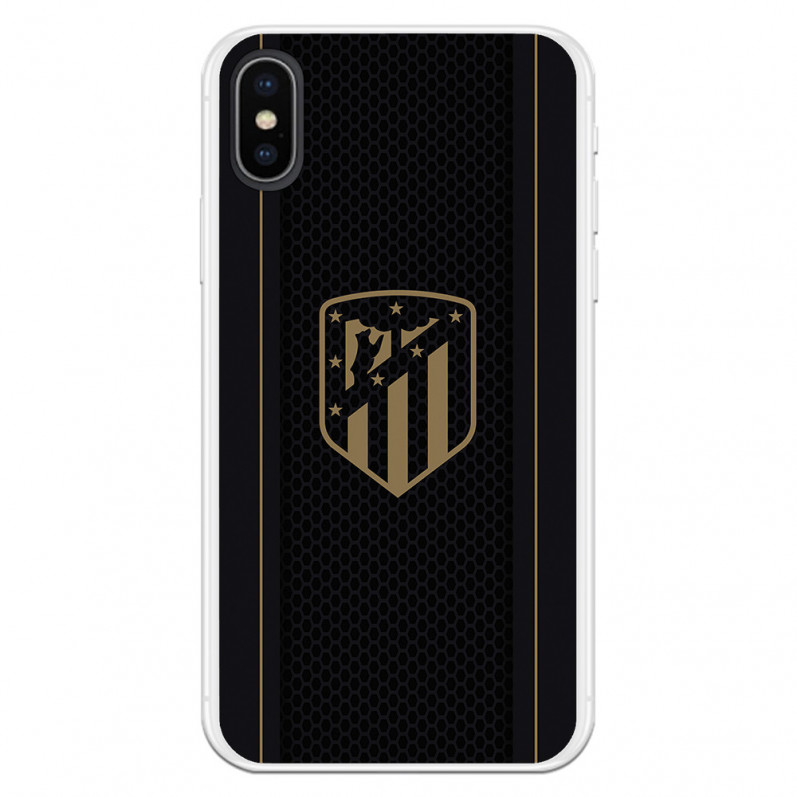 Coque pour iPhone XS de l'Atlético de Madrid Écusson Doré Fond Noir - Licence Officielle de l'Atlético de Madrid
