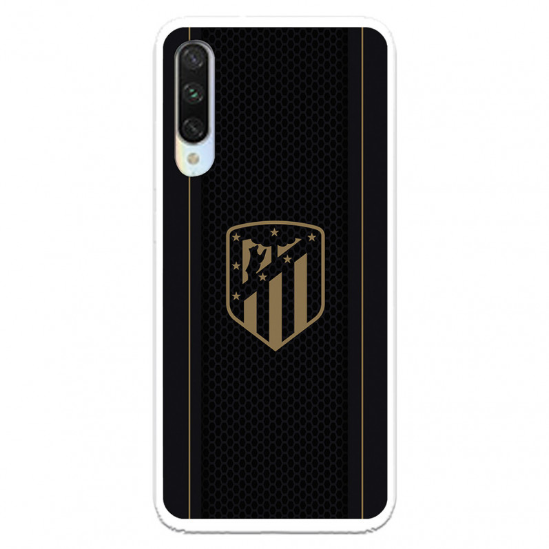 Coque pour Xiaomi Mi A3 de l'Atlético de Madrid Écusson Doré Fond Noir - Licence Officielle de l'Atlético de Madrid