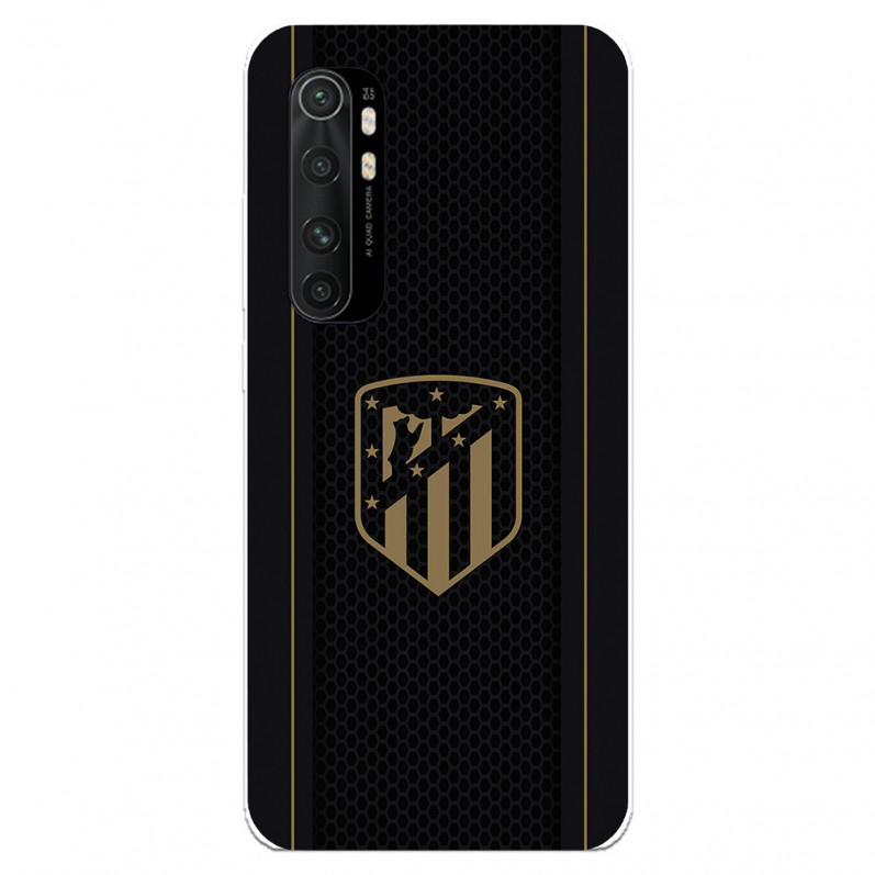 Coque pour Xiaomi Mi Note 10 Lite de l'Atlético de Madrid Écusson Doré Fond Noir - Licence Officielle de l'Atlético de Madrid