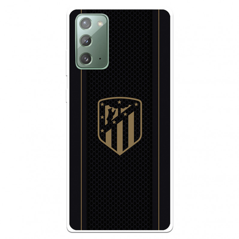 Coque pour Samsung Galaxy Note20 de l'Atlético de Madrid Écusson Doré Fond Noir - Licence Officielle de l'Atlético de Madrid