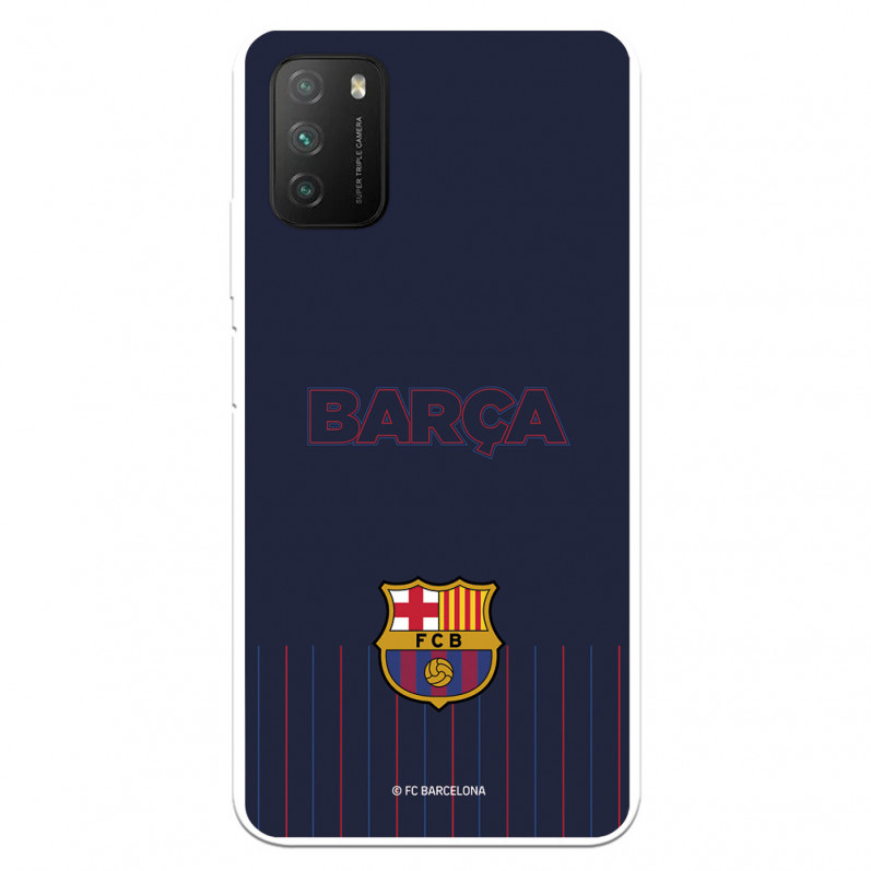 Coque pour Xiaomi Poco M3 du FC Barcelone Barsa Fond Bleu - Licence Officielle du FC Barcelone