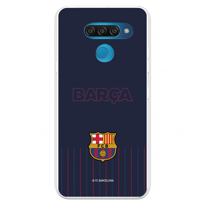 Coque pour LG Q60 du FC Barcelone Barsa Fond Bleu - Licence Officielle du FC Barcelone