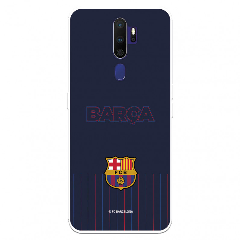 Coque pour Oppo A9 2020 du FC Barcelone Barsa Fond Bleu - Licence Officielle du FC Barcelone