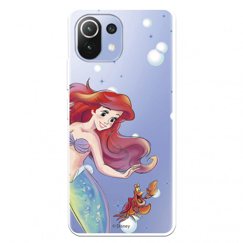 Funda para Xiaomi Mi 11 Lite Oficial de Disney Ariel y Sebastián Burbujas - La Sirenita