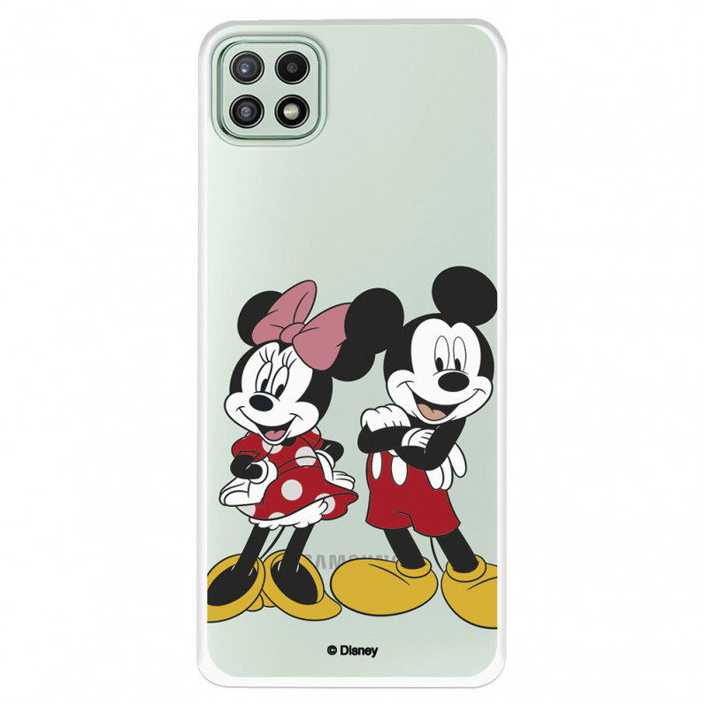 Funda para Samsung Galaxy A22 5G Oficial de Disney Mickey y Minnie Posando - Clásicos Disney