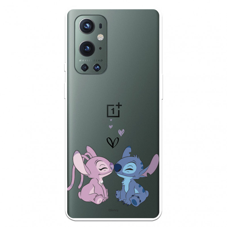 Funda para OnePlus 9 Pro Oficial de Disney Angel & Stitch Beso - Lilo & Stitch