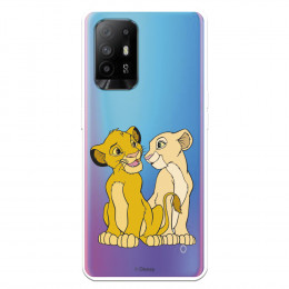 Funda para Oppo A74 5G Oficial de Disney Simba y Nala Silueta - El Rey León