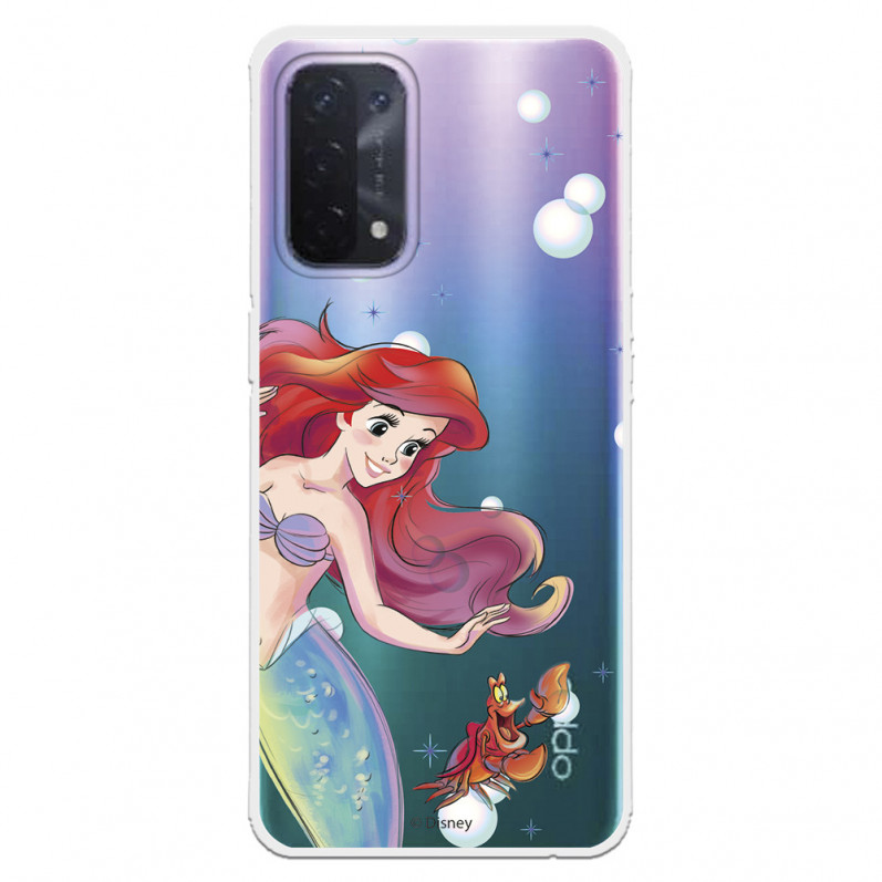 Funda para Oppo A74 5G Oficial de Disney Ariel y Sebastián Burbujas - La Sirenita