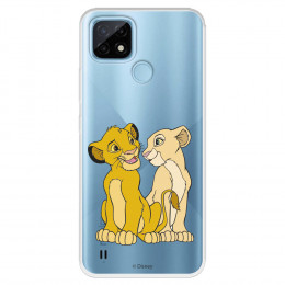 Funda para Realme C21 Oficial de Disney Simba y Nala Silueta - El Rey León