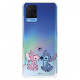 Funda para Oppo A55 4G Oficial de Disney Angel & Stitch Beso - Lilo & Stitch