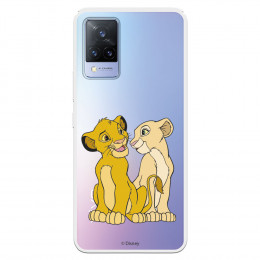 Funda para Vivo V21 5G Oficial de Disney Simba y Nala Silueta - El Rey León