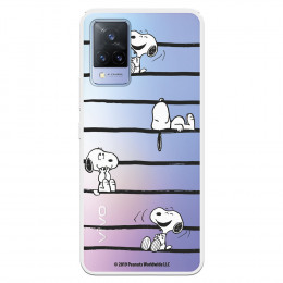 Funda para Vivo V21 5G Oficial de Peanuts Snoopy rayas - Snoopy