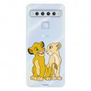 Funda para TCL 10 L Oficial de Disney Simba y Nala Silueta - El Rey León