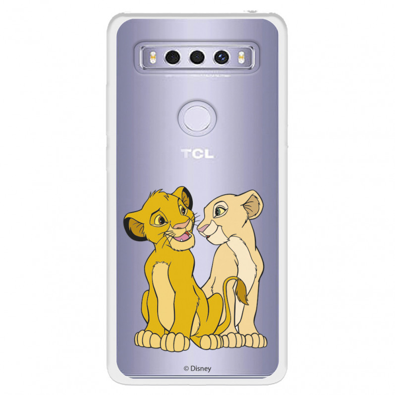 Funda para TCL 10 SE Oficial de Disney Simba y Nala Silueta - El Rey León