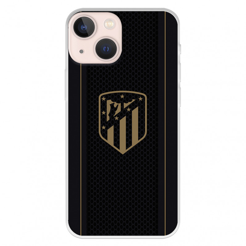 Funda para iPhone 13 Mini del Atleti Escudo Dorado Fondo Negro - Licencia Oficial Atlético de Madrid