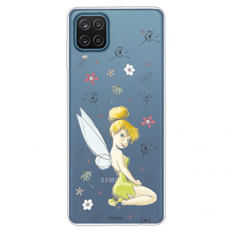 Funda para Samsung Galaxy M12 Oficial de Disney Campanilla Silueta Transparente - Peter pan