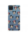 Funda para Samsung Galaxy M12 Oficial de Disney Mickey y Minnie Patrón Caras - Clásicos Disney