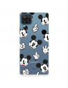 Funda para Samsung Galaxy M12 Oficial de Disney Mickey Patrón Cara y Manos - Clásicos Disney