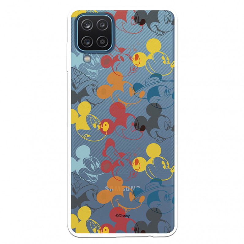 Funda para Samsung Galaxy M12 Oficial de Disney Mickey Patrón Caras de Colores - Clásicos Disney