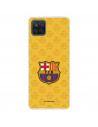 Funda para Samsung Galaxy M12 del Barcelona Escudo Mes que un Club Fondo Amarillo - Licencia Oficial FC Barcelona