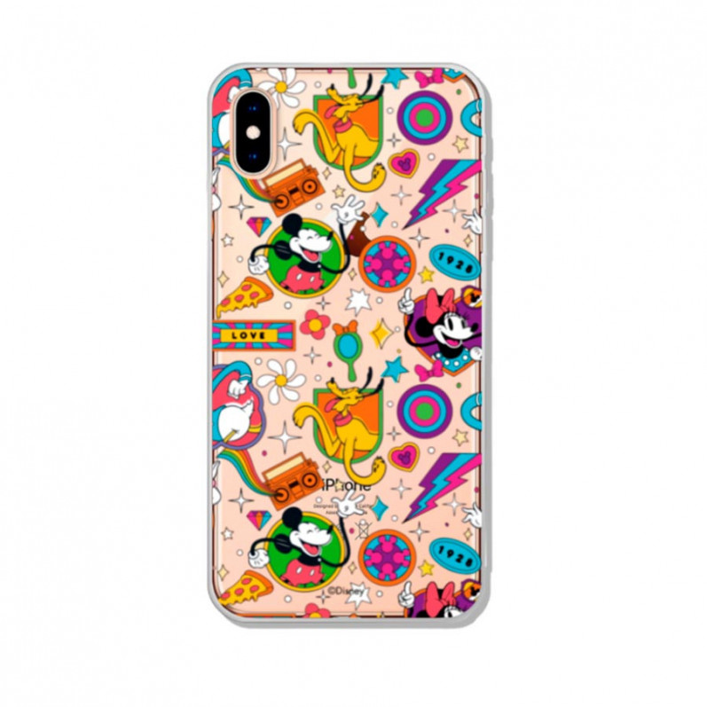 Funda para iPhone XS Max Oficial de Disney Mickey y Minnie Patrón Retro Premium - Clásicos Disney