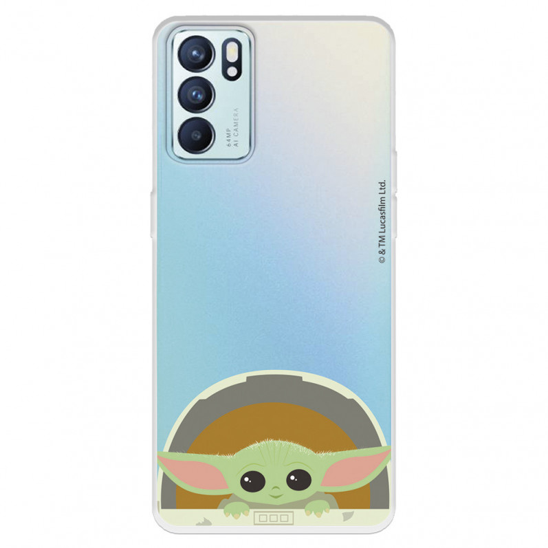 Funda para Oppo Reno6 Oficial de Star Wars Baby Yoda Sonrisas - The Mandalorian