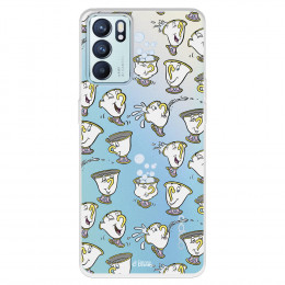 Funda para Oppo Reno6 Oficial de Disney Chip Potts Siluetas - La Bella y la Bestia