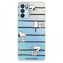 Funda para Oppo Reno6 Oficial de Peanuts Snoopy rayas - Snoopy