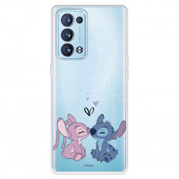 Funda para Oppo Reno6 Pro Oficial de Disney Angel & Stitch Beso - Lilo & Stitch