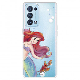 Funda para Oppo Reno6 Pro Oficial de Disney Ariel y Sebastián Burbujas - La Sirenita