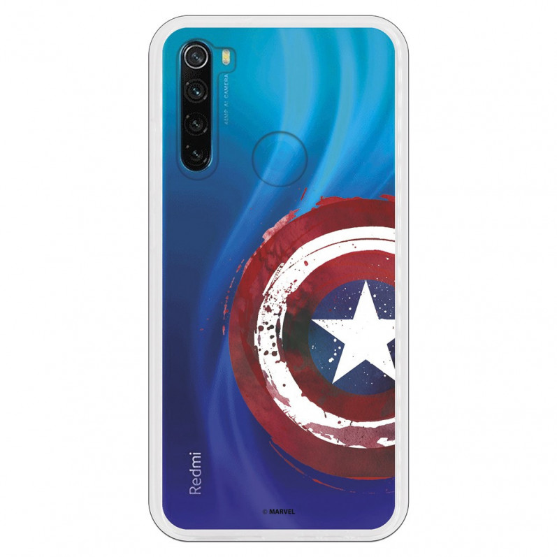 Funda para Xiaomi Redmi Note 8 2021 Oficial de Marvel Capitán América Escudo Transparente - Marvel