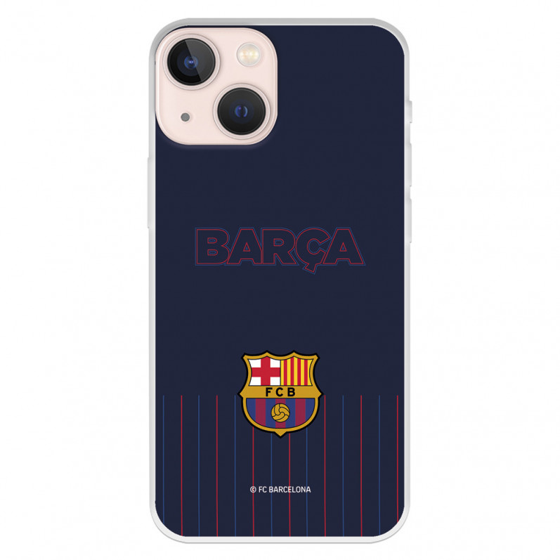 Funda para iPhone 13 Mini del Barcelona Barsa Fondo Azul - Licencia Oficial FC Barcelona