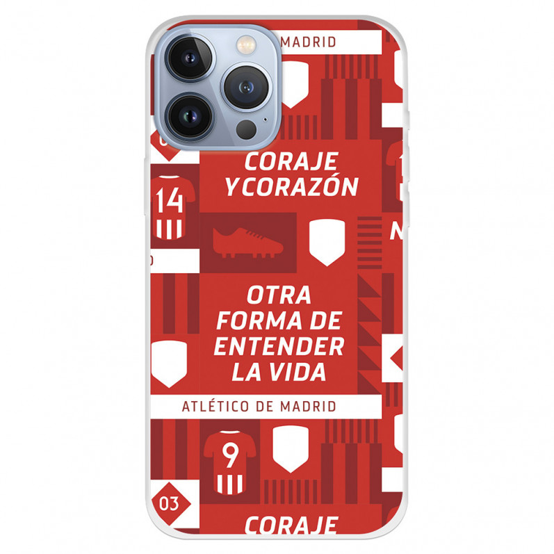 Funda para iPhone 13 Pro Max del Atleti Coraje y corazón - Licencia Oficial Atlético de Madrid