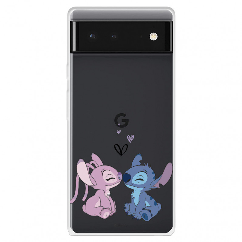 Funda para Google Pixel 6 Oficial de Disney Angel & Stitch Beso - Lilo & Stitch