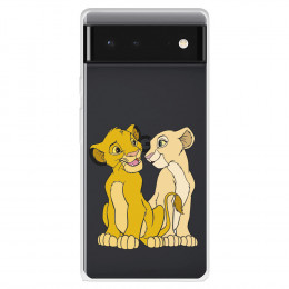 Funda para Google Pixel 6 Oficial de Disney Simba y Nala Silueta - El Rey León