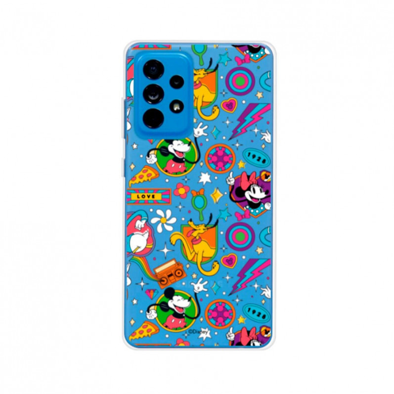 Funda para Samsung Galaxy A52 4G Oficial de Disney Mickey y Minnie Patrón Retro Premium - Clásicos Disney