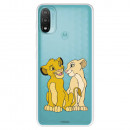 Funda para Motorola Moto E40 Oficial de Disney Simba y Nala Silueta - El Rey León