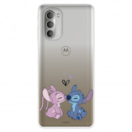 Funda para Motorola Moto G51 5G Oficial de Disney Angel & Stitch Beso - Lilo & Stitch