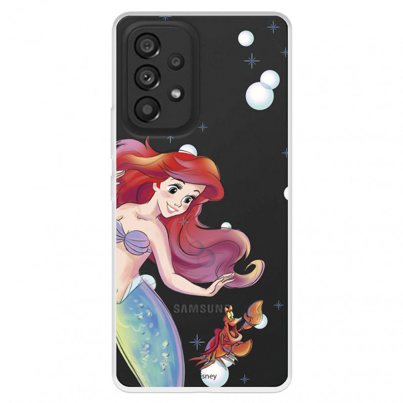 Funda para Samsung Galaxy A53 Oficial de Disney Ariel y Sebastián Burbujas - La Sirenita