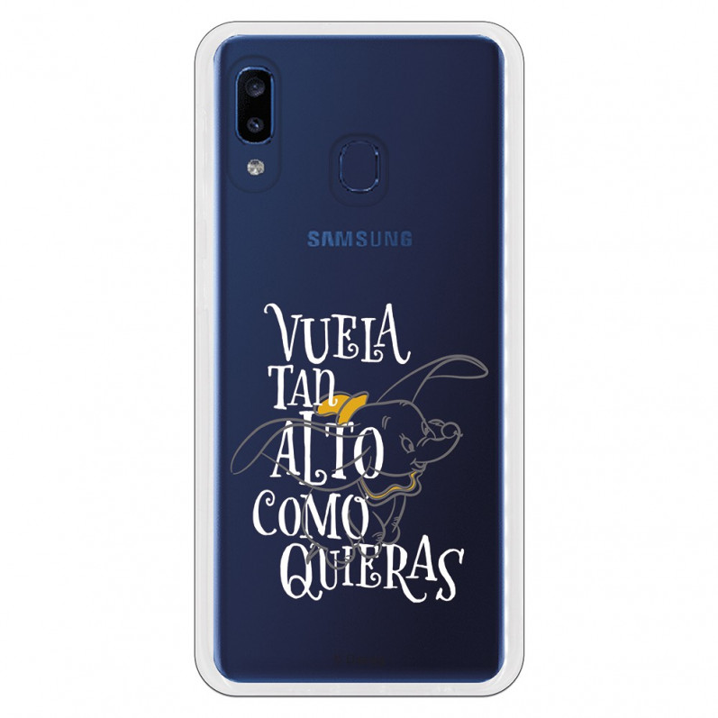 Carcasa Oficial Disney Dumbo Vuela tan alto Clear para Samsung Galaxy A20e- La Casa de las Carcasas