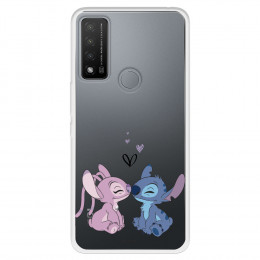 Funda para TCL 20R 5G Oficial de Disney Angel & Stitch Beso - Lilo & Stitch