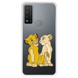 Funda para TCL 20R 5G Oficial de Disney Simba y Nala Silueta - El Rey León