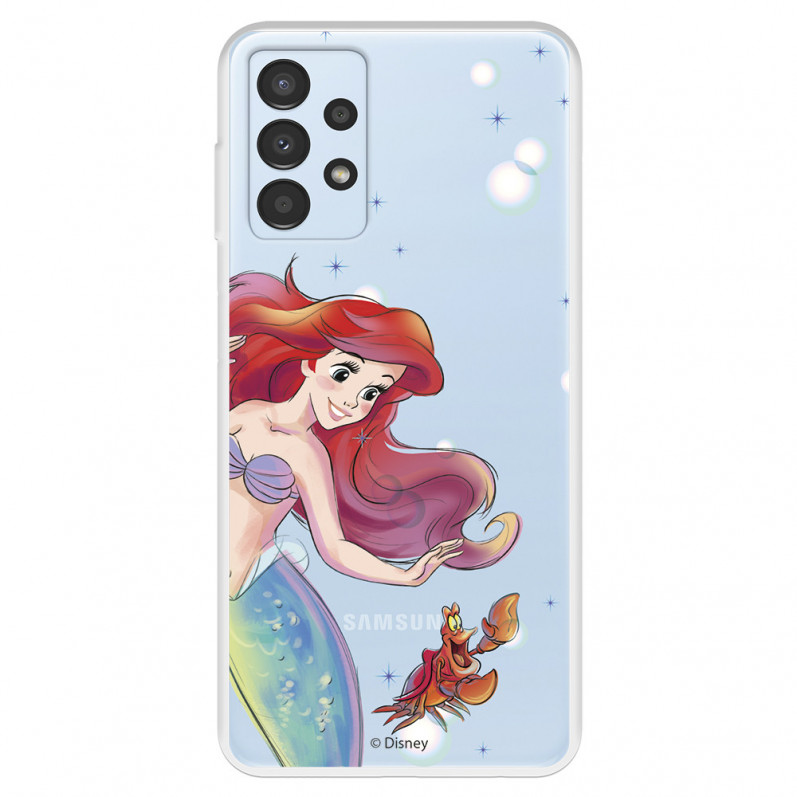 Funda para Samsung Galaxy A13 4G Oficial de Disney Ariel y Sebastián Burbujas - La Sirenita