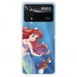 Funda para Xiaomi Poco X4 Pro Oficial de Disney Ariel y Sebastián Burbujas - La Sirenita