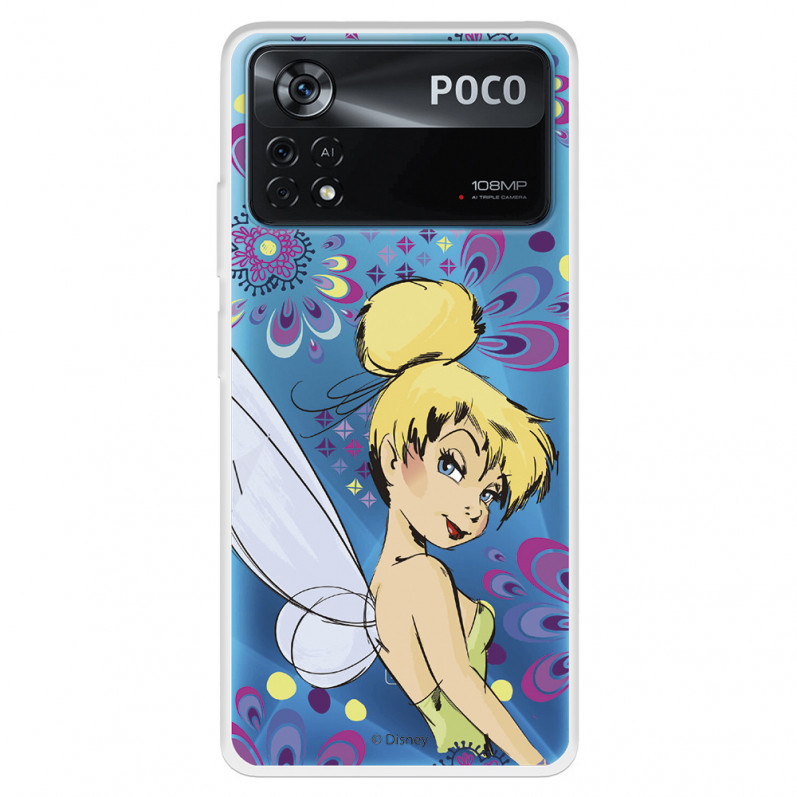 Funda para Xiaomi Poco X4 Pro Oficial de Disney Campanilla Flores - Peter Pan