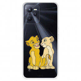 Funda para Realme C35 Oficial de Disney Simba y Nala Silueta - El Rey León