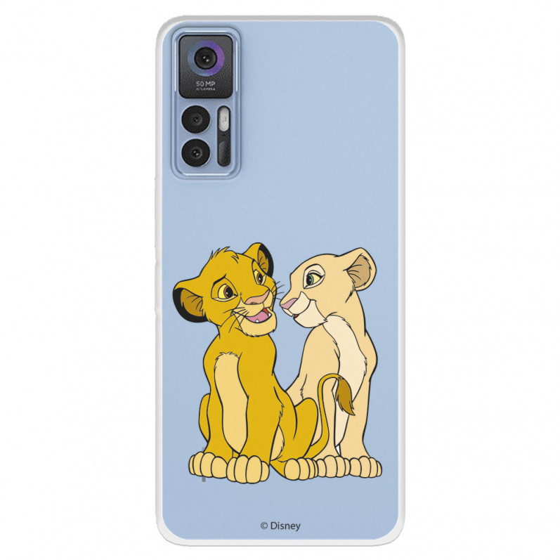 Funda para TCL 30 5G Oficial de Disney Simba y Nala Silueta - El Rey León